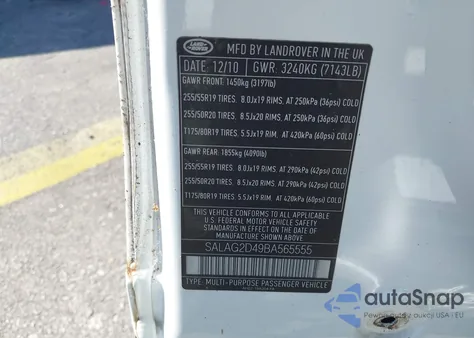 2011 Land Rover Lr4 z USA, uszkodzony, nr VIN SALAG2D49BA565555